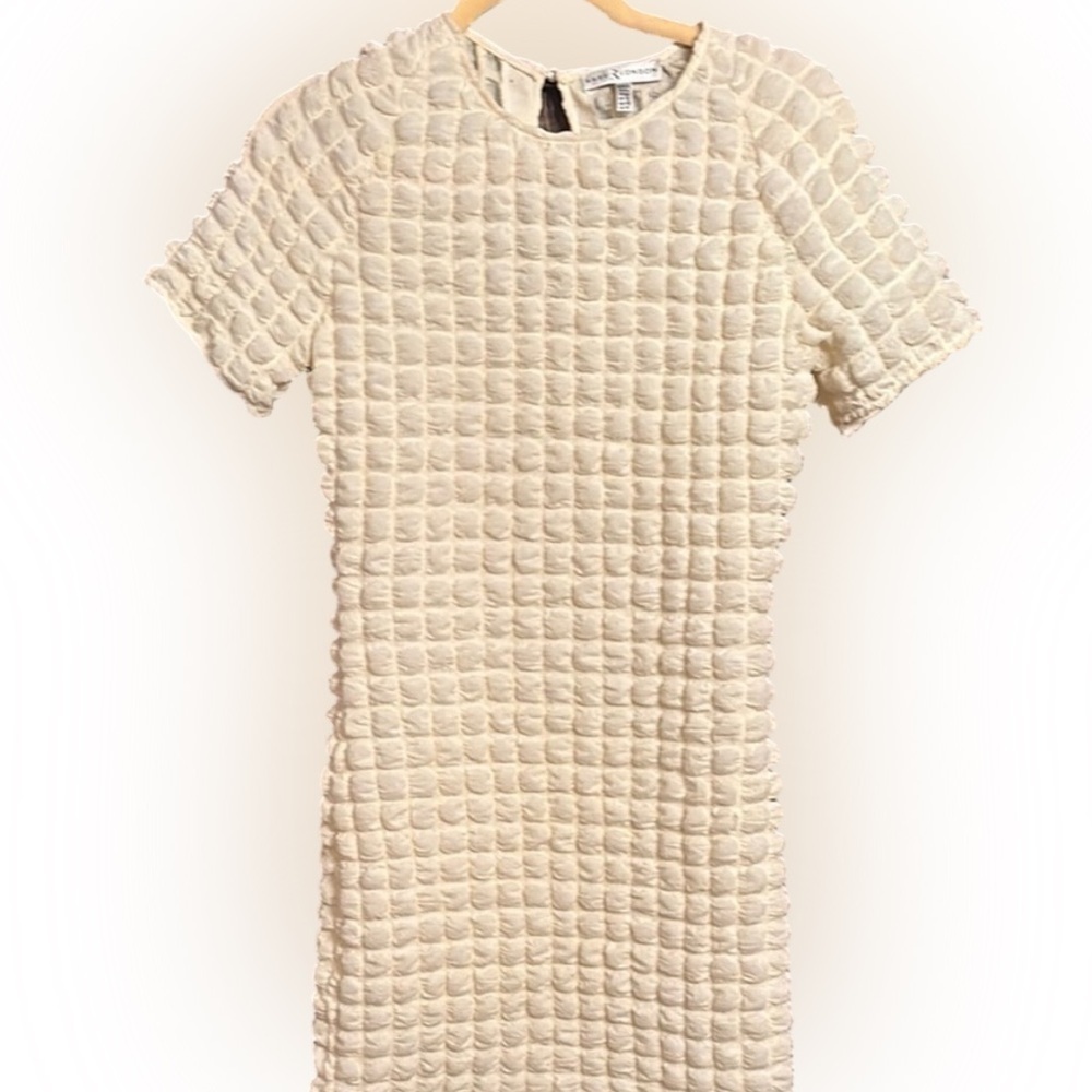 Rare London Ivory Quilted Mini Dress